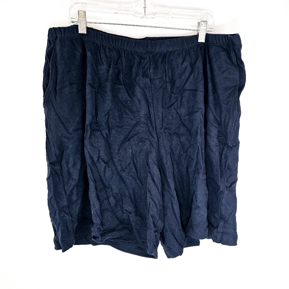 Lands End Stretchy Sport Knit Shorts Cotton Navy Blue Comfort Shorts